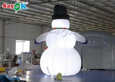 Oxfor Cloth Inflatable Holiday Decorations Wearing Black Hat And Mittens Blow Up Christmas Snowman