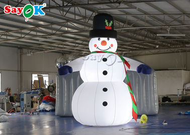 Oxfor Cloth Inflatable Holiday Decorations Wearing Black Hat And Mittens Blow Up Christmas Snowman