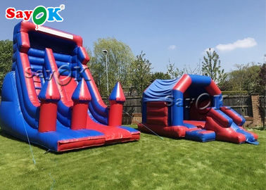Commercial Inflatable Bouncy Slides Custom Kids Inflatable Bounce House Blue And Purple Inflatable Jumping Bouncer