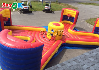 Inflatable Backyard Games 38*14ft Inflatable Sports Games Bungee Run Basketball Toss Game 4 People For Amusement Park