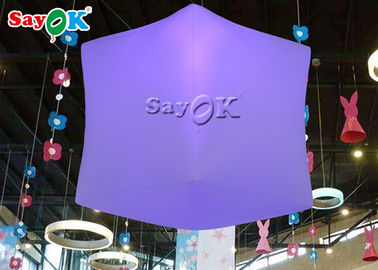 1 Meter LED Hanging Inflatable Cube Balloon With 16 Colors