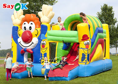 0.55mm PVC 4*4m Clown Inflatable Bounce Castle With Slide