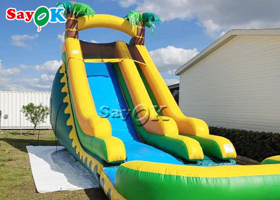 Inflatable Bouncy Slides Water Slide Bounce House Backyard Double Lane PVC Jungle Inflatable Stair Water Slide With Pool