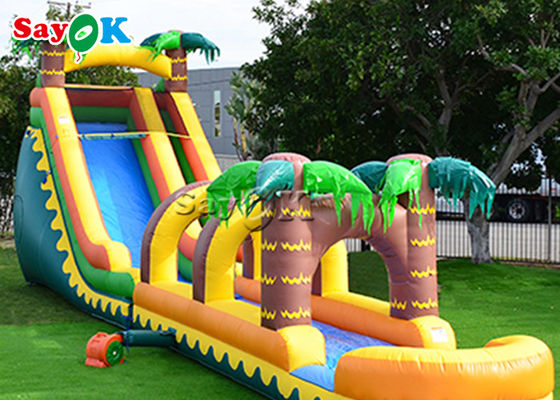Inflatable Bouncy Slides Water Slide Bounce House Backyard Double Lane PVC Jungle Inflatable Stair Water Slide With Pool