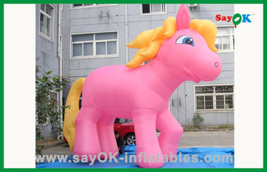 Custom Pink Horse With Yellow Tail Inflatable Cartoon Characters Cartoon Characters For Birthday Parties