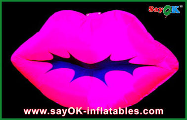 Red Led Hanging Lighting Inflatable Lips , Inflatable Lighting Decoration