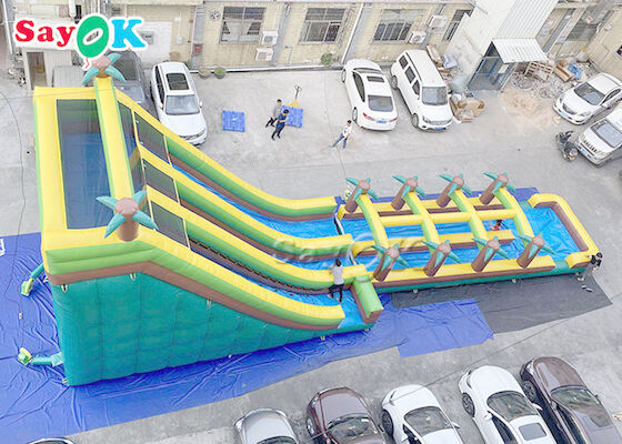 Large Multi Channel  PVC Inflatable Bouncer Slide With Pool