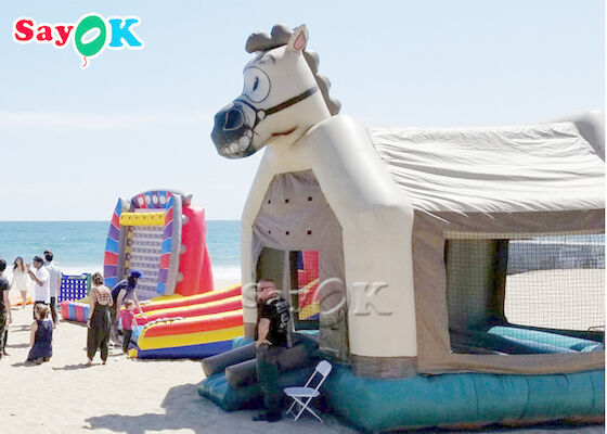 PVC Double Stitching Inflatable Horse Bounce Castle For Backyard