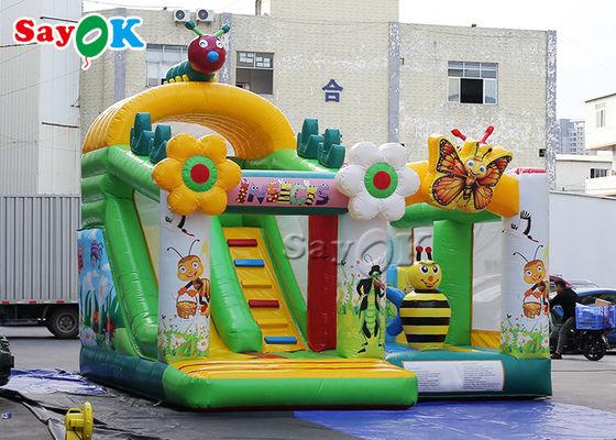 5.5x5x4mH Butterfly Bee Insect Theme Inflatable Bounce House Slide With Flower