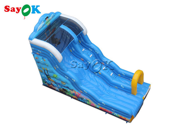 9x4.5x6mH Blue Ocean Theme Inflatable Wave Water Slide With Octopus Arch