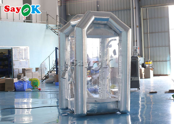 1.5m/5ft Silver Cube Inflatable Money Cash Booth Machine For Company Opening