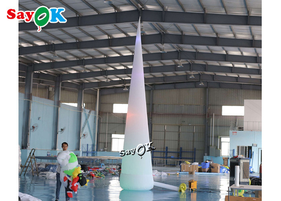 7m 23ft White Led Inflatable Traffic Cone With Colors Changing Lights