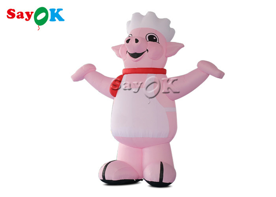 Inflatable Advertising Balloons 4m 13ft Mascot Pink Blow Up Cartoon Characters Pig Cook Model For Restaurant Opening