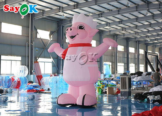 Inflatable Advertising Balloons 4m 13ft Mascot Pink Blow Up Cartoon Characters Pig Cook Model For Restaurant Opening