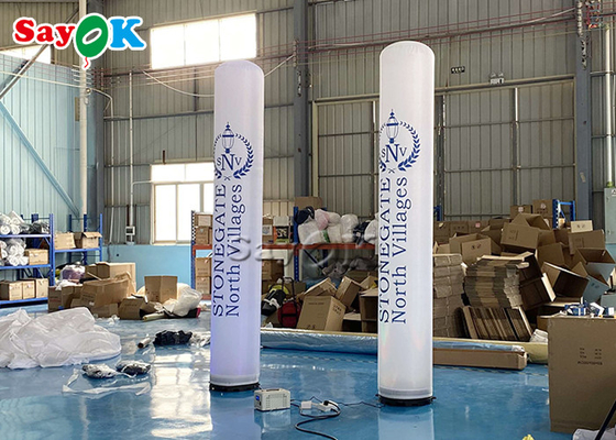 3m White Led Lighting Inflatable Pillar With Printing Outdoor Advertising
