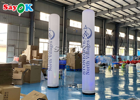 3m White Led Lighting Inflatable Pillar With Printing Outdoor Advertising