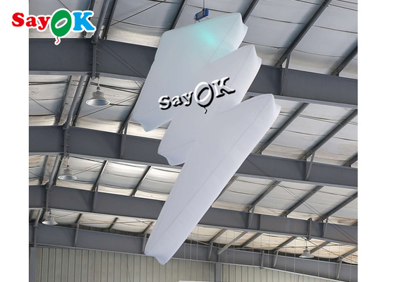 2m 6.6ft White Led Inflatable Lightning Model For Pub Music Event Decoration