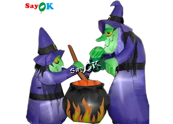 ​4x6ft Led Lighting Inflatable Halloween Witch With Cauldron