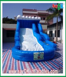 Inflatable Slip And Slide With Pool Enviromentally-Friendly Blue Ocean Inflatable Slide 0.55mm PVC With Water Pool