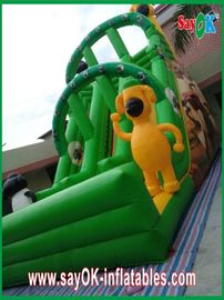 Industrial Inflatable Water Slides Green Inflatable Water Slide 0.55mm PVC Tarpaulin For Amusement Park