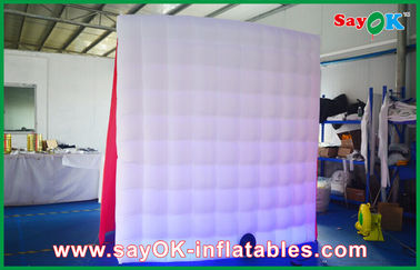 Camber Inflatable Party Photo Booth Windproof With LED Light And Red Curtain