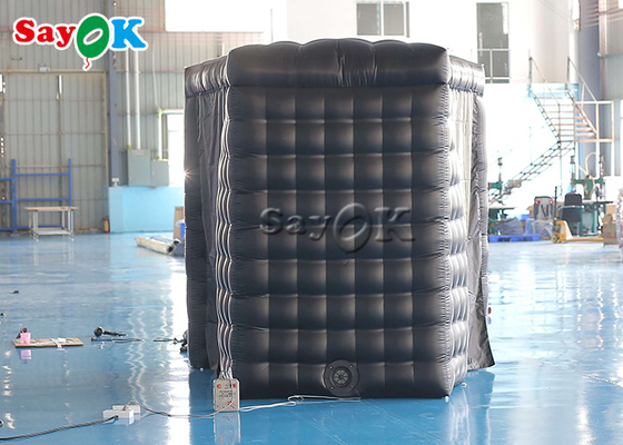 Inflatable Party Tent 2.4mH 7.87FT Black Inflatable Curved Photo Booth Double Doors With Curtain