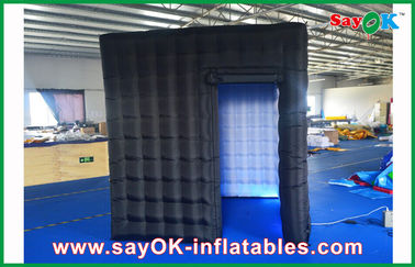 Portable Photo Booth 2.4m Black Inflatable Photo Booth , LED Light Inflatable Picture Booth