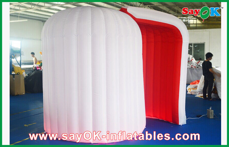 Durable White Inflatable Photobooth , Lighting Blowup Photo Booth Tent