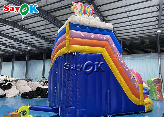 Unicorn Themed Inflatable Bounce House Slide With Ball Pit Pool