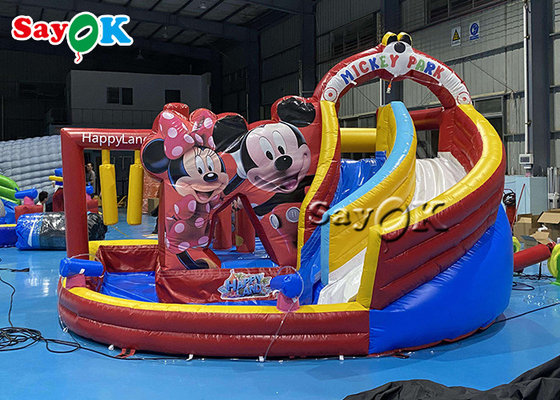 Cartoon Mouse Theme Inflatable Bounce House Water Slide 4.6x4.3x 3.1m