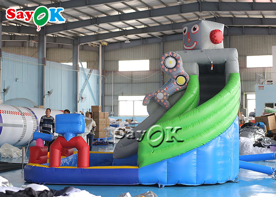 Inflatable Bouncy Slides Custom Backyard Robot Themed Inflatable Water Slide With Pool