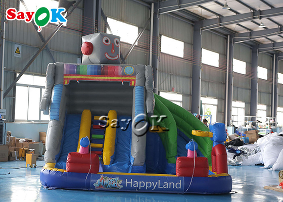 Inflatable Bouncy Slides Custom Backyard Robot Themed Inflatable Water Slide With Pool