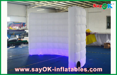 Small Photo Booth 3m Lx2m H White LED Inflatable Wall 210D Oxford Cloth With Light And Blower