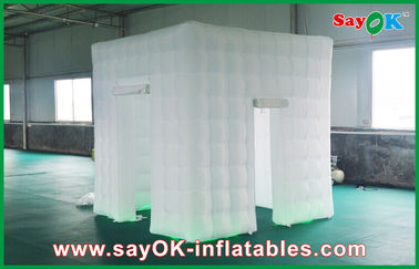 Inflatable Photo Studio White Portable Inflatable Square Photo Booth With Led Lights With 2 Doors