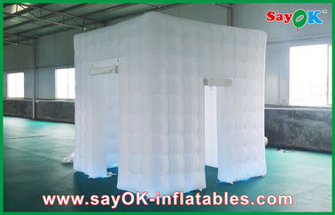 White Portable Inflatable Square Photo Booth With Led Lights With 2 Doors