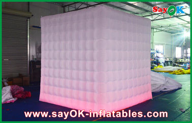Photo Booth Decorations Purple Square Inflatable LED Photo Booth Enclosure With Led Lights