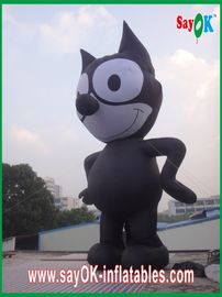 Blow Up Cartoon Characters Inflatable Black Cat / Strong Oxford Cloth Inflatable Animal Cartoon Height 8m