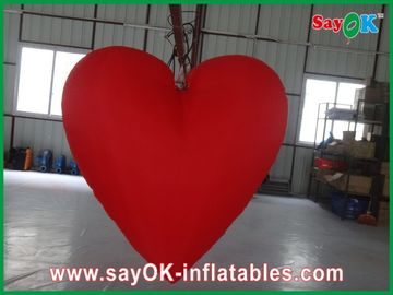 Lovely Big Red Inflatable Heart With Led Lights For Festival , Diameter 1.5M