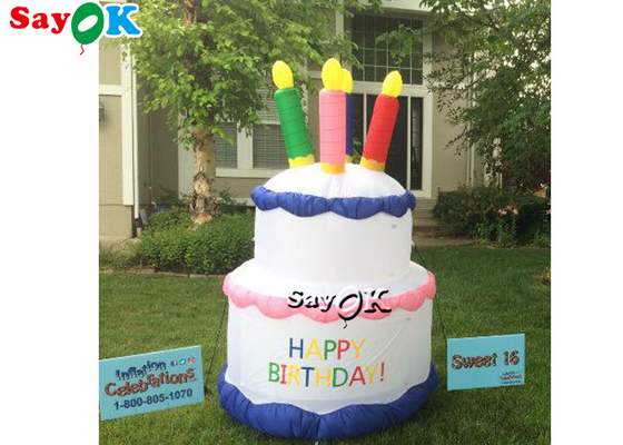Tarpaulin Blow Up Birthday Cake Yard Decoration Inflatable Advertising Cake