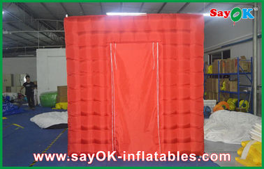 Inflatable Cube Tent Red 2 Door Inflatable Photo Booth With Top Opening Amusement Park Use