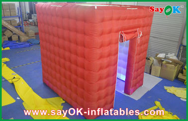 Inflatable Cube Tent Red 2 Door Inflatable Photo Booth With Top Opening Amusement Park Use