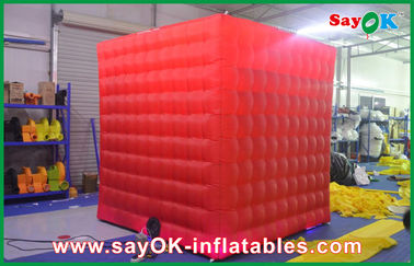 Inflatable Cube Tent Red 2 Door Inflatable Photo Booth With Top Opening Amusement Park Use