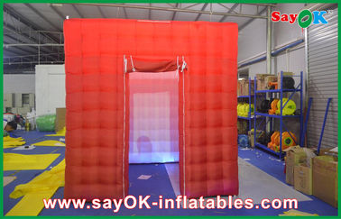Red 2 Door Inflatable Photo Booth With Top Opening Amusement Park Use
