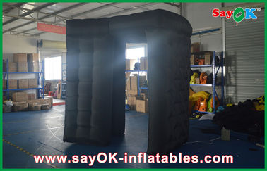 Black Oxford Cloth Square Inflatable Advertising With 2 Opposite Doors