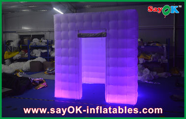 Inflatable Photo Booth Enclosure LED Lighting Air Inflatable , Large Inflatables Event Red / Green