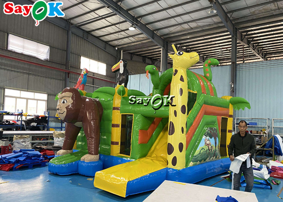 Zoo Themed Inflatable Bounce House Children'S Playground Water Slide