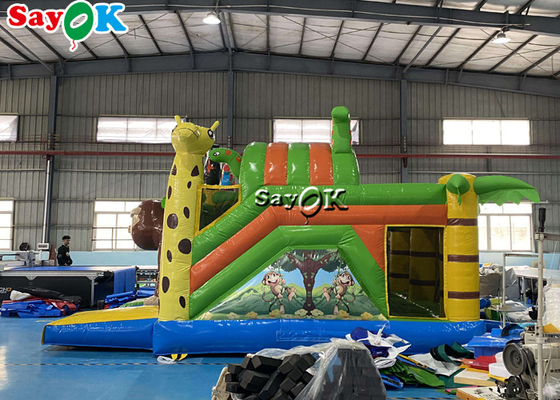 Zoo Themed Inflatable Bounce House Children'S Playground Water Slide
