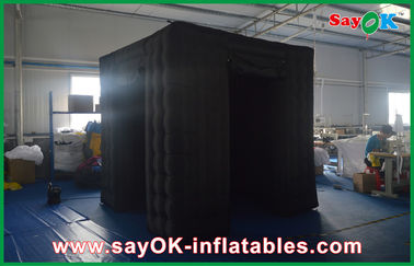 Photo Booth Led Lights Black 2 Opening Doors Inflatable Photo Booth Tent For Christmas Decoration