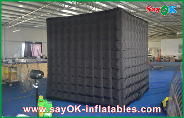 Photo Booth Led Lights Black 2 Opening Doors Inflatable Photo Booth Tent For Christmas Decoration