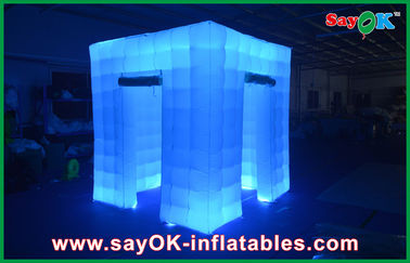 Event Booth Displays 2 Opening Door Cube Light Inflatable Photo Booth With Top Led